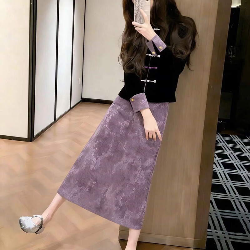 Beautiful New Chinese-Style National Style Outfit for Women, 2026 New Model, Purple Qipao-Inspired Baby's First Birthday Party Mother's Dress
