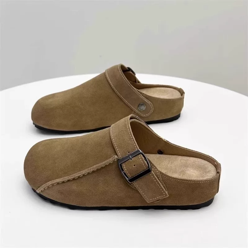 Ретро Баотоу полутапок для женщин на весну 2025, универсальная однолапая Lazy rounded toe, толсто подошва, обувь