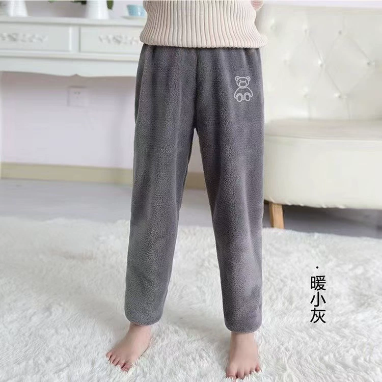 Children's coral velvet double-sided keep warm trousers for men and women for leisure, for teenagers
