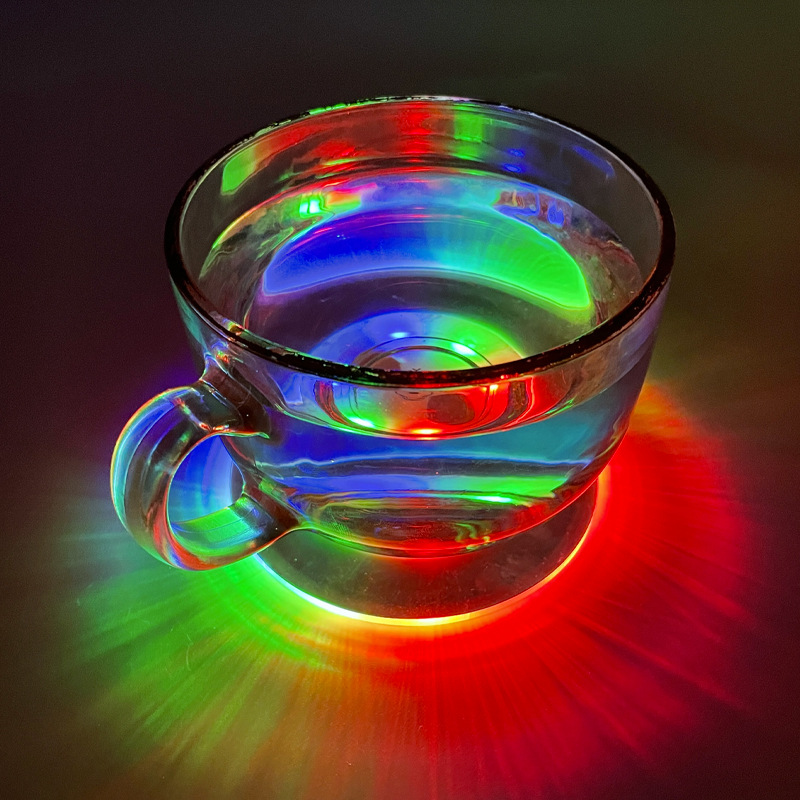 亚克力水晶透光发光杯垫酒吧鸡尾酒闪光底座KTV助威道具发光杯垫
