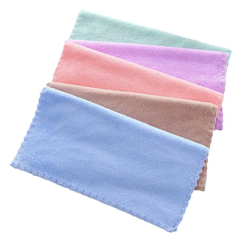 Оптовая продажа кораллового флиса высокой плотности простое маленькое квадратное полотенце детское полотенце для лица оптом благосостояние маленькое полотенце кухонная ткань