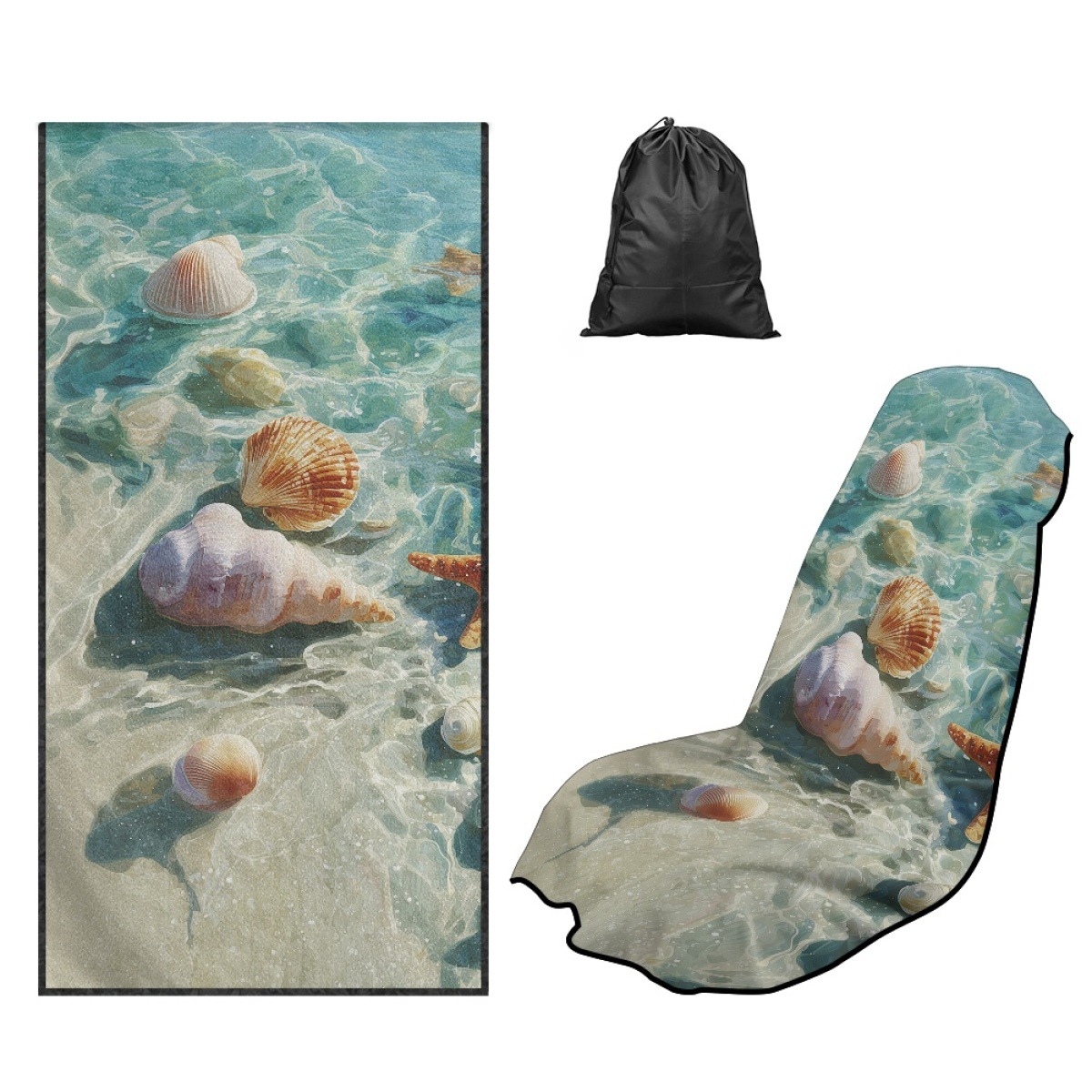 Amazon's new car seat cover, starfish shell beach sports car towel seat cushion cover, universal and available for dropshipping