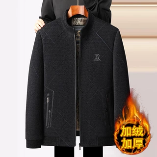 中老年男加绒加厚雪尼尔保暖棉服26年冬季时尚简约休立领棉袄外套