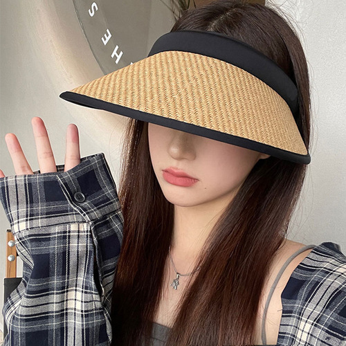 Sun protection hat new vinyl summer sun hat fashionable outdoor cute straw hat sports cycling headband hat wholesale