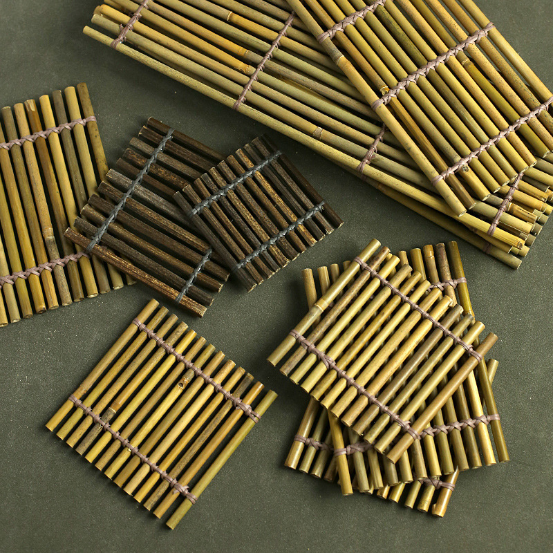 Primary color small bamboo row non-fading barbecue mat decorative long bamboo row insulation mat tea cup mat bamboo pot mat seafood tray Primary color small bamboo row non-fading barbecue mat decorative long bamboo row insulation mat tea cup mat bamboo pot mat seafood tray