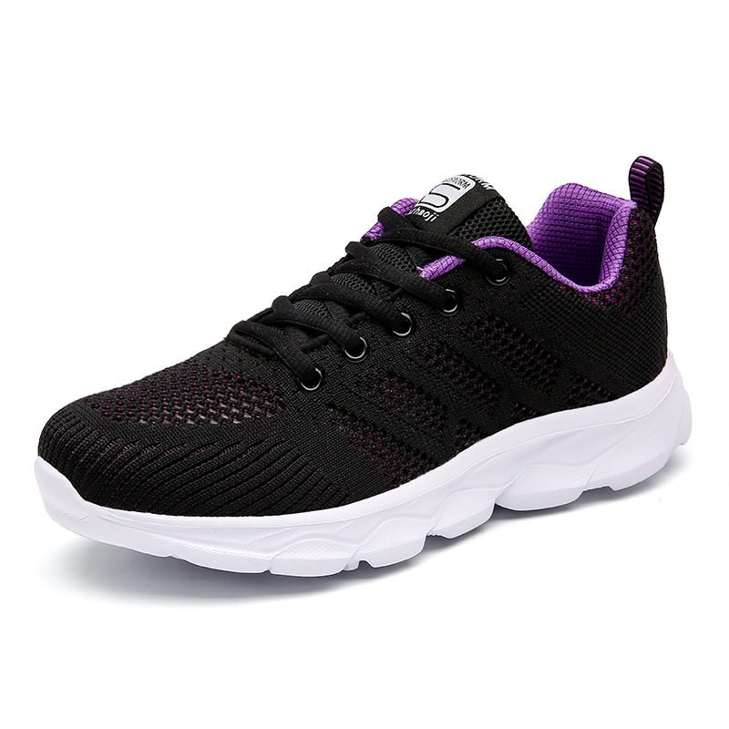 Zapatos de madres suaves de calidad zapatos de carreras deportivos casuales de tejido volante estilo coreano ligero y simple estilo de moda juvenil