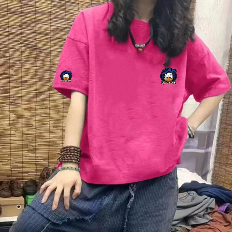 棉短袖T恤女2025夏季新款卡通宽松百搭韩版圆领上衣女ins风|undefined