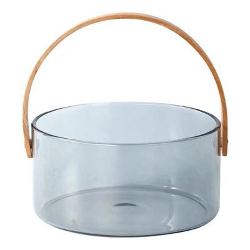 Cesta de fruta de lujo ligero plato de fruta de vidrio portátil sala de estar ensalada de dulces tazón plato de merienda hogar neto cubo de vino de fruta roja