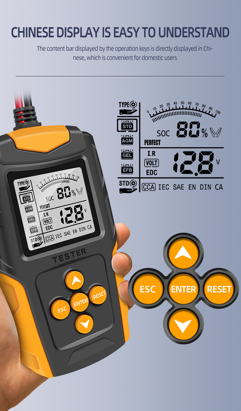 New Household Car Battery Tester with Digital Display Parameters 12V/24V Car Battery Internal Resistance Tester