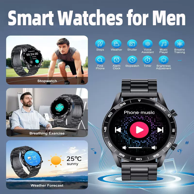 跨境爆款智能手表男士Smartwatch运动防水蓝牙通话健康监测手环