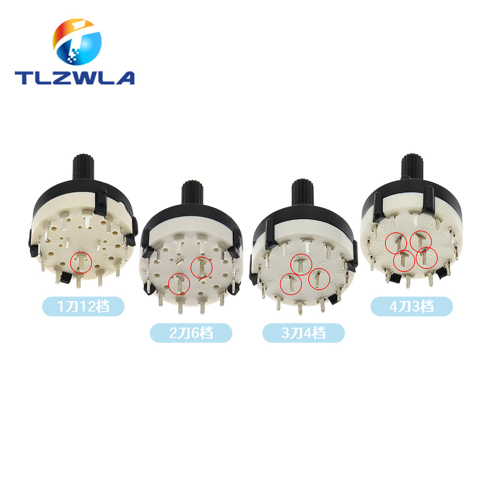 RS26波段开关 SR26 1刀12档 2刀6档 3刀4档 旋转换档 档位可调