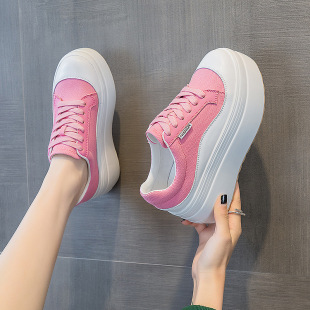 Popular Pink Flats for Women 2025 New White Shoes for Women Versatile Fashionable Thick Soles 8cm Trbottomy Ins Simple