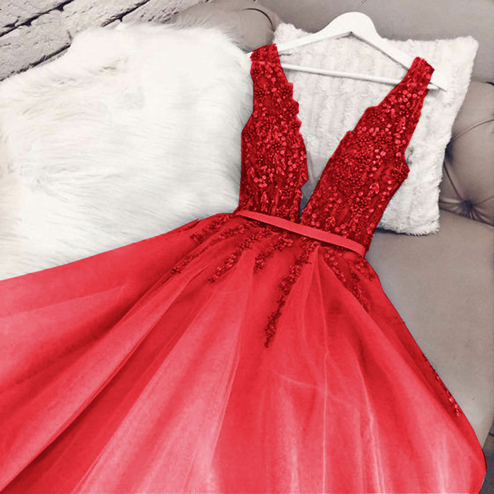 Comercio exterior europeo y americano Amazon AliExpress deseo nuevo profundo V pesado hecho a mano largo vestido de noche formal banquete