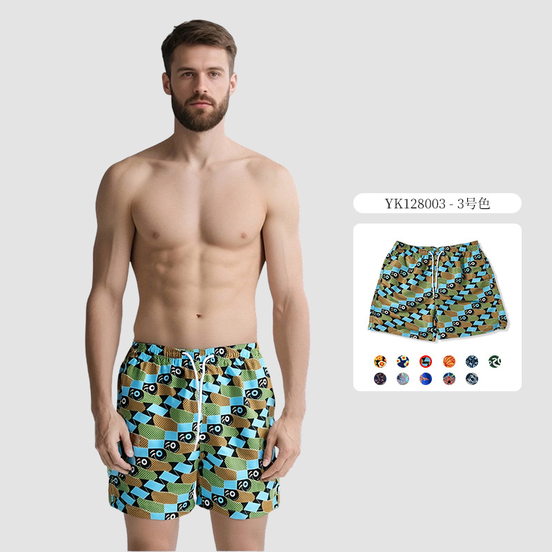 Pantalones de cuatro puntos con estampado de piel de melocotón para hombre de verano Pantalones de baño casuales de tamaño europeo Pantalones de playa de vacaciones de surf de secado rápido