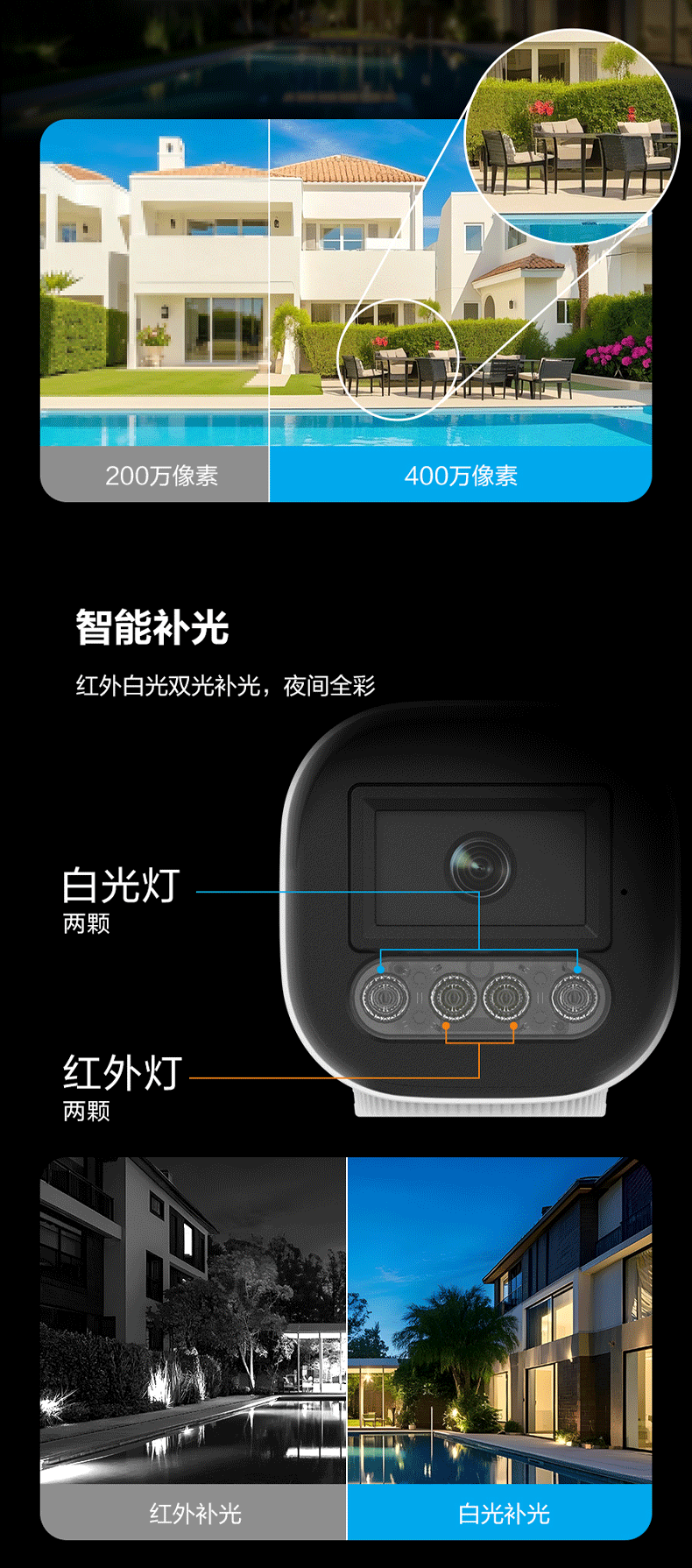 D2142-01 LIV3.6mm安防监控摄像头400万双光全彩语音AI筒型摄像机
