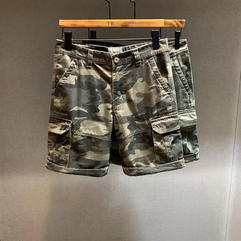 Khaki Camouflage Army Green Workwear Shorts Men's Trendy Brand Loose Quartet Pants Yu Wenle Casual Pants Men's Trendy Chinese Pants