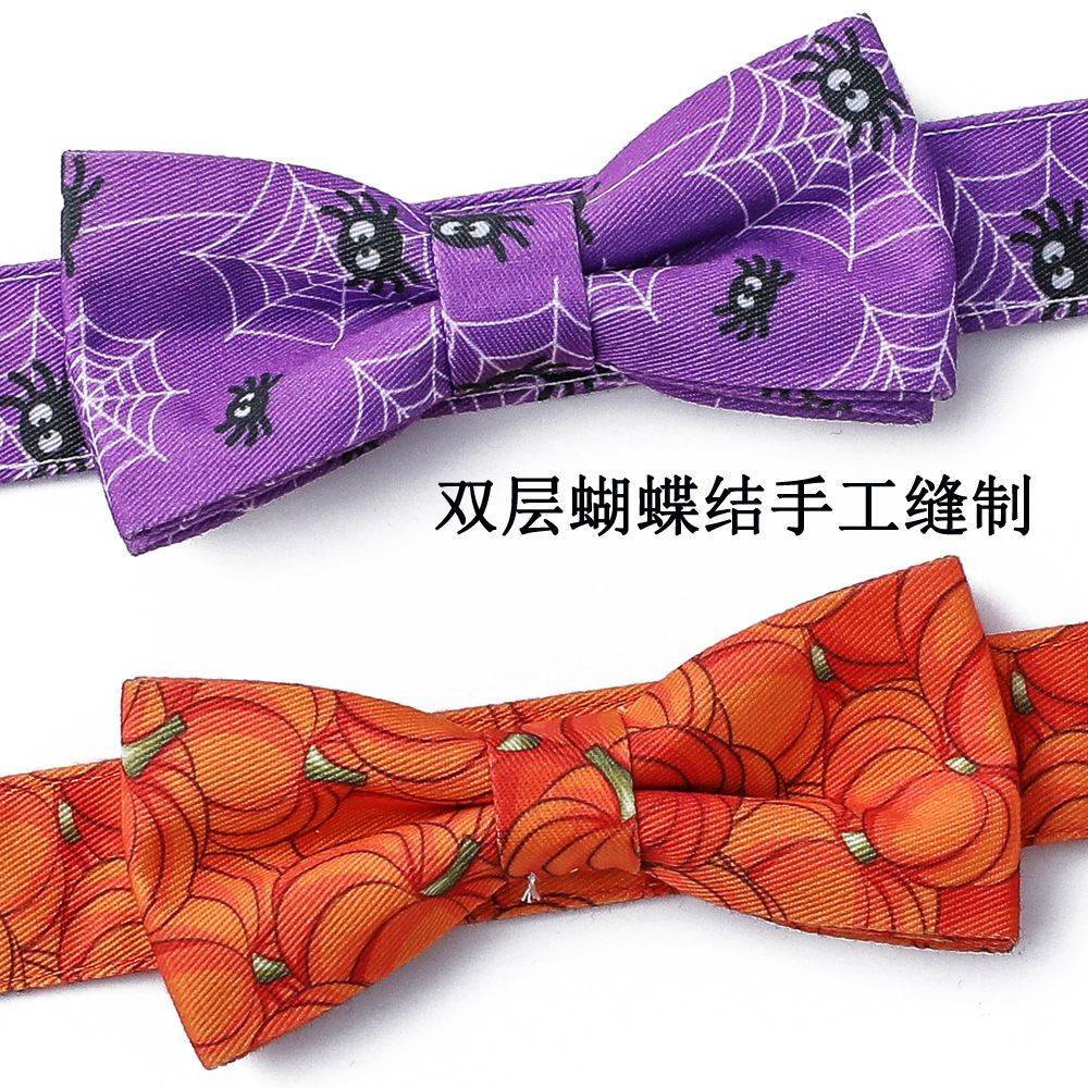 Transfronterizo nuevo Amazon Halloween pet collar arco perro desmontable araña inglesa calabaza anillo perro