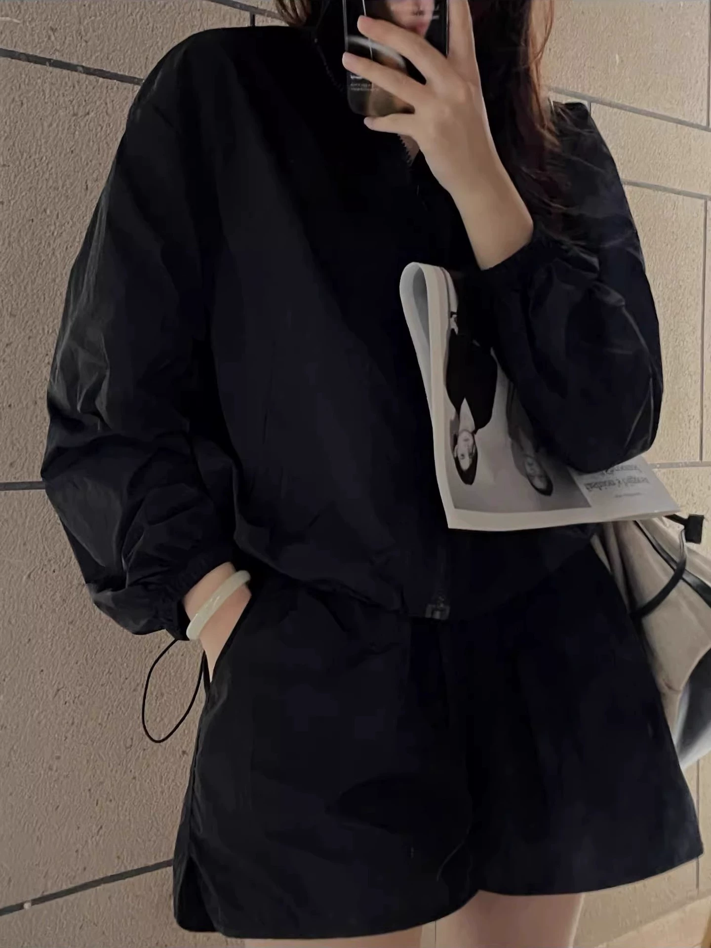 Spring jacket, light and thin breathable comfortable set, sun protection, elastic waist