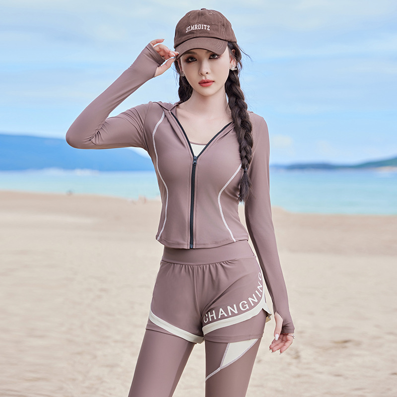 New swimsuit youth sports style plus size boxer split four-piece sexy conservative slimming hot spring women's swimsuit