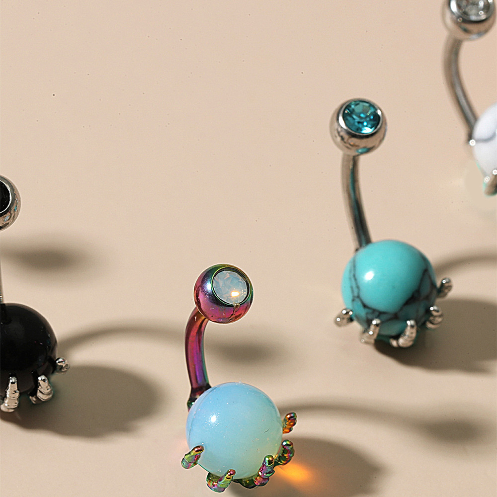 Neu eingetroffen: Totenkopf-Piercing mit Handgriff, runder Bohrer, verschiedene Farben, Bauchnabelpiercing, türkisfarbene Proteinkugel_voghion.com