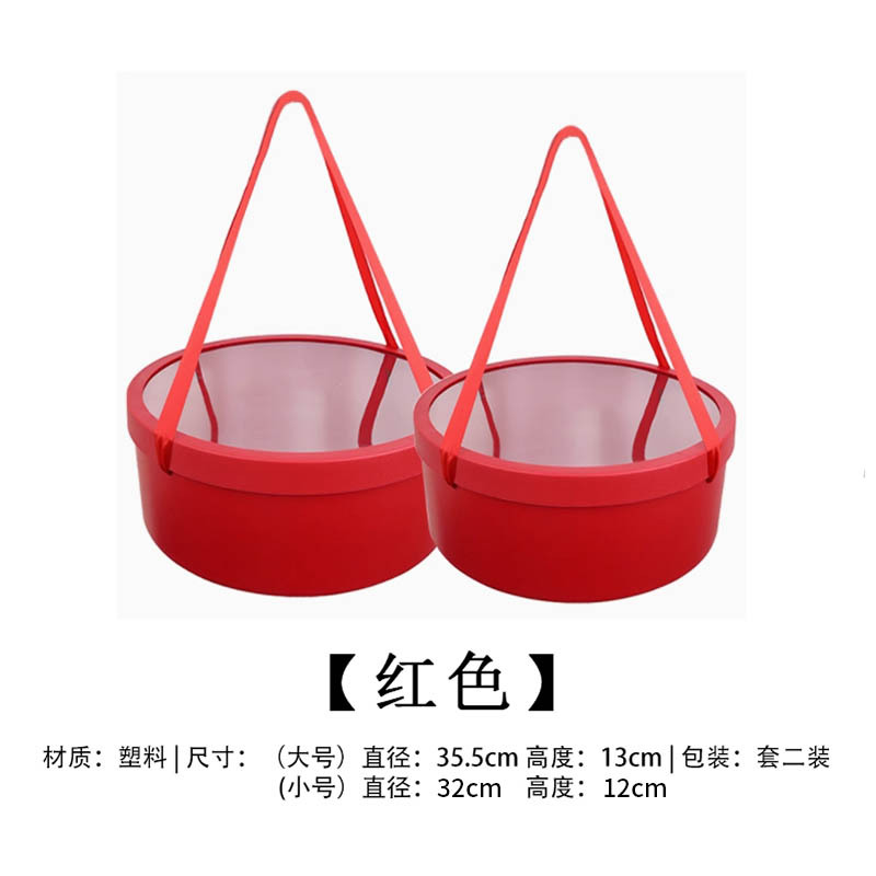 그림과 같이 각각 1개의 빨간색 플라스틱 원형 상자(휴대용 로프 포함) 2개 세트