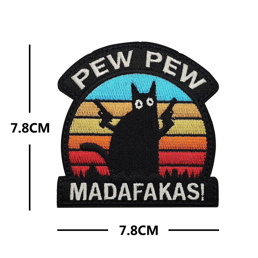 PEW PEW MADAFAKAS cat embroidery cloth patch foreign trade European and American style clothing badge Velcro embroidery patch