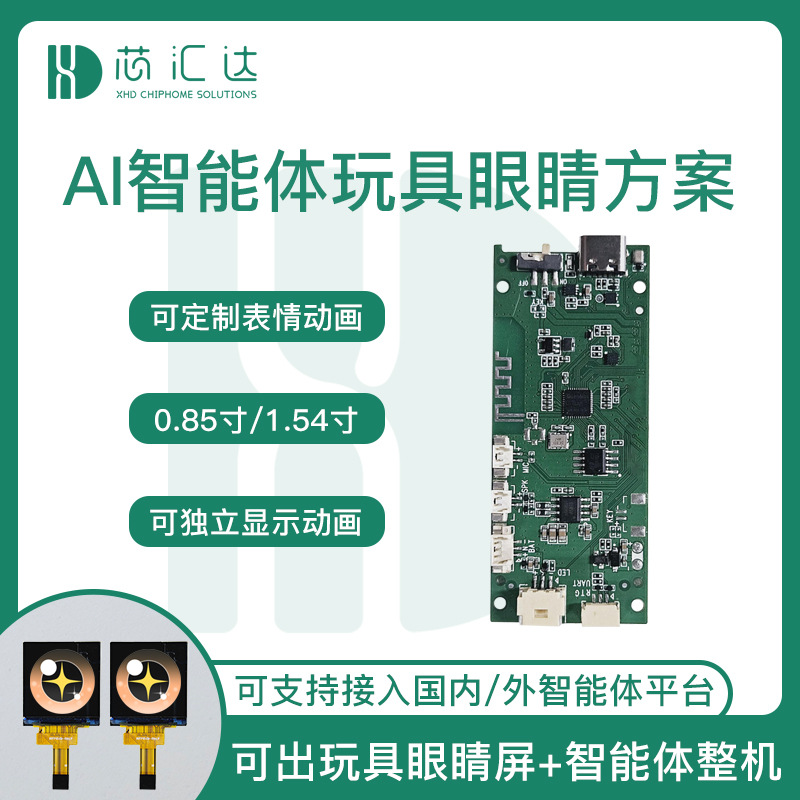 IP潮玩公仔智能体机芯整机主板设计 ai萌宠伴侣毛绒玩具眼睛方案