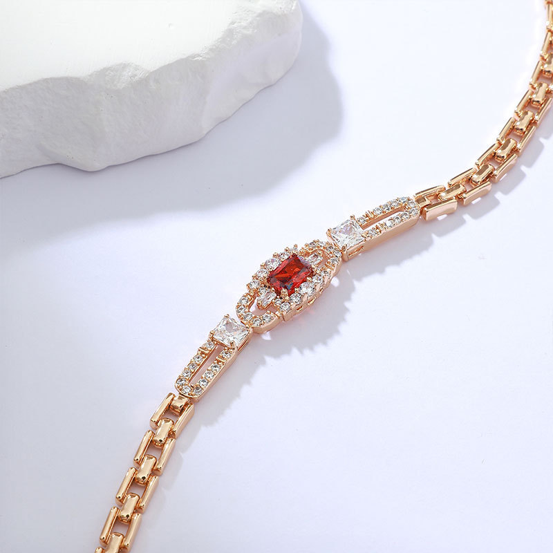 Cross-Border Copper Inlaid Zircon Bracelet European and American Style Bright Fire High-End Light Luxury Bracelet Women's Horseshoe Buckle Diamond Bracelet