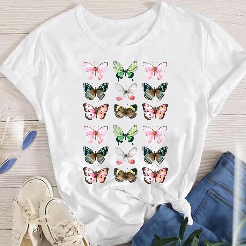 114g Weight Short Sleeve Sleeve Length Pullovers Placket Type Regular Sleeve Sleeve Type Polyester Fabric Type Regular Top Length T-shirt Tops Type Daily Occasion Round Neck Neckline Breathable Function Regular Fit Fit Type Flower Pattern Summer, Spring, Autumn Season Women'S Gender Printing Design Fashion Style Wholesale Women'S Fashion Flower Short Sleeve Printing T-Shirts 1