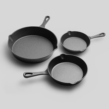 铸铁锅平底锅三件套家用锅老式铁锅煎蛋锅无涂层不粘锅具套装代发