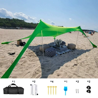 Sunshade Outdoor Tent, Portable One-Piece, Avtomobil yan çətirləri - green-2-aluminum-pole-200160150cm