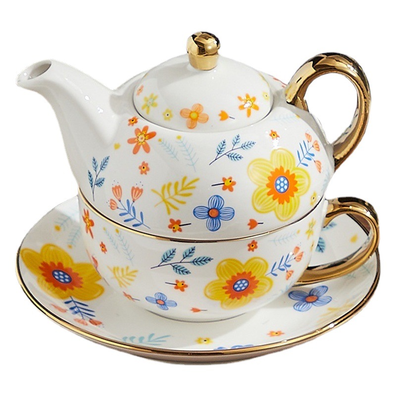 Británico té de la tarde sola olla juego de té de cerámica traje taza platillo Madre y niño olla tetera cafetera regalo logo