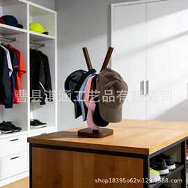 新款实木帽子支架桌面摆台式帽子收纳架木制帽子存储架源头工厂