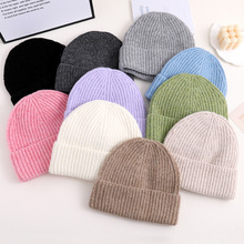 纯色羊毛帽秋冬加厚保暖针织帽时尚百搭冷帽简约套头无檐保暖帽子
