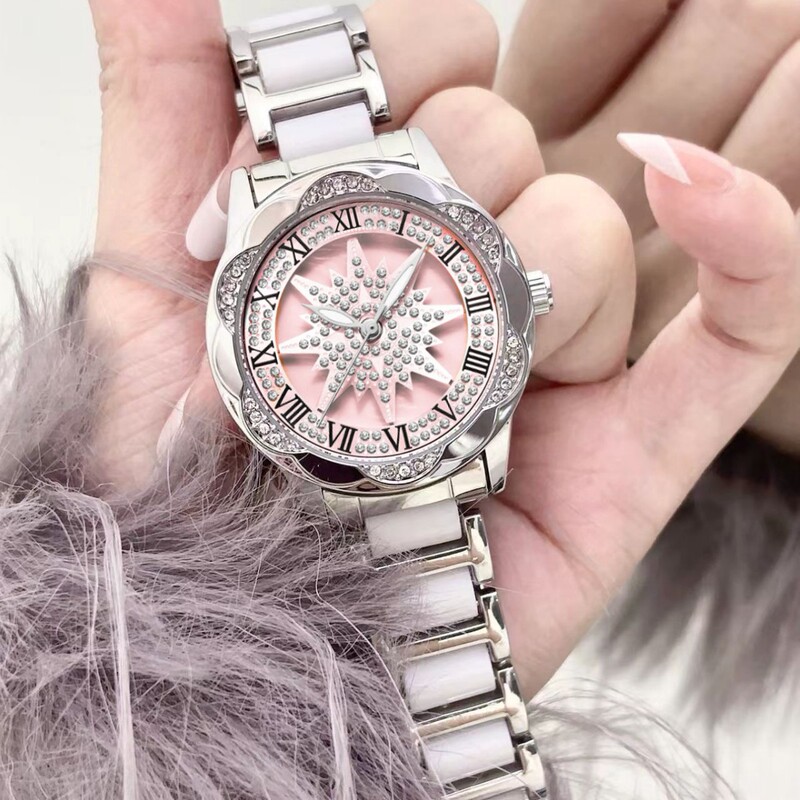 New TikTok Explosions Time to Run Pentagram Luminous Hollow Quartz Watch Waterproof Women's Watch Cross-border Wholesale