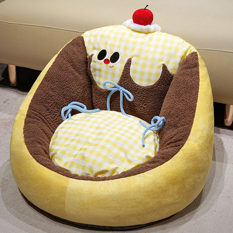 Círculos animados grandes ojos pudín futon cojín dormitorio pequeño sofá en el suelo grueso tatami silla de asiento cojín de piernas