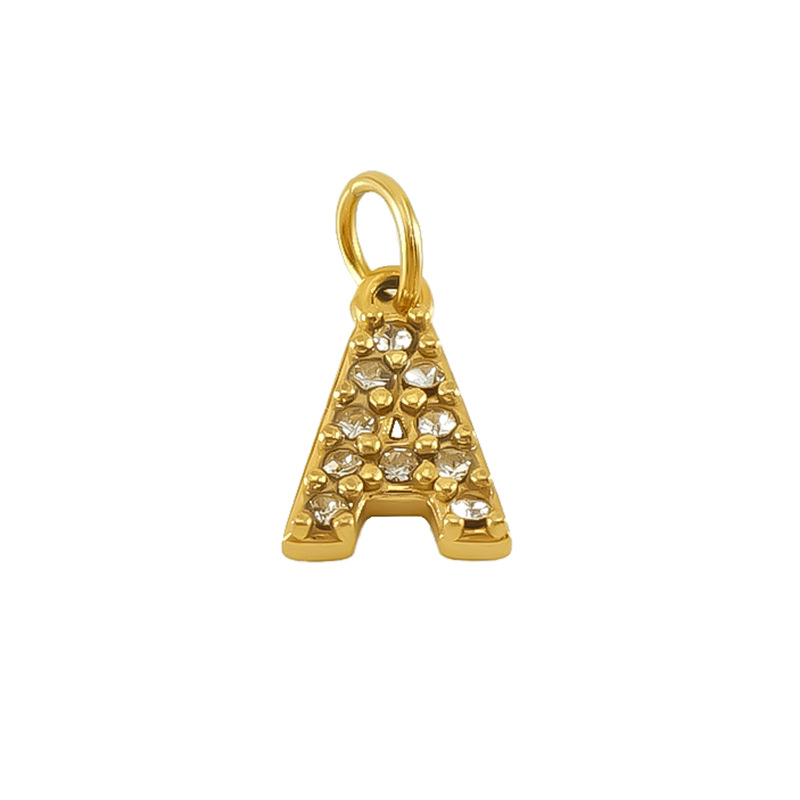 Nueva moda europea y americana de acero inoxidable con incrustaciones de diamantes 26 letras inglesas colgantes accesorios femeninos Advanced Advanced Mini letras joyas