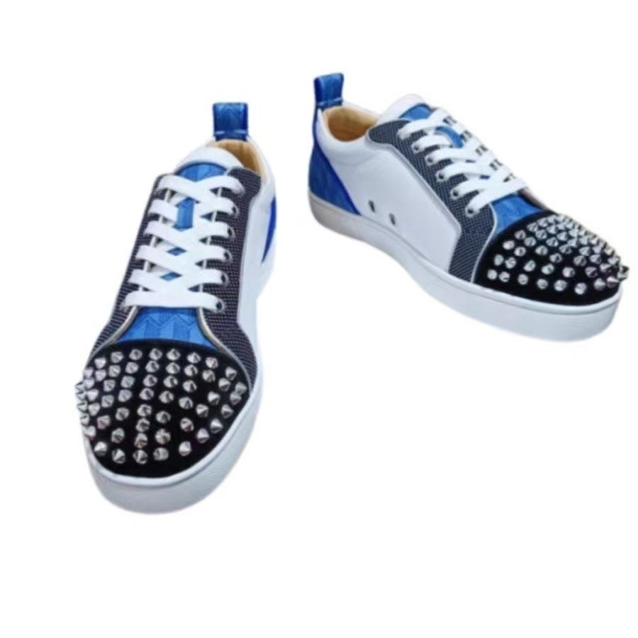 Christian Louboutin Louis Junior Low Sneakers Spikes Blue White Black