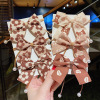 Milk tea, brand hairgrip with bow, hair rope, hair accessory, light luxury style, Korean style