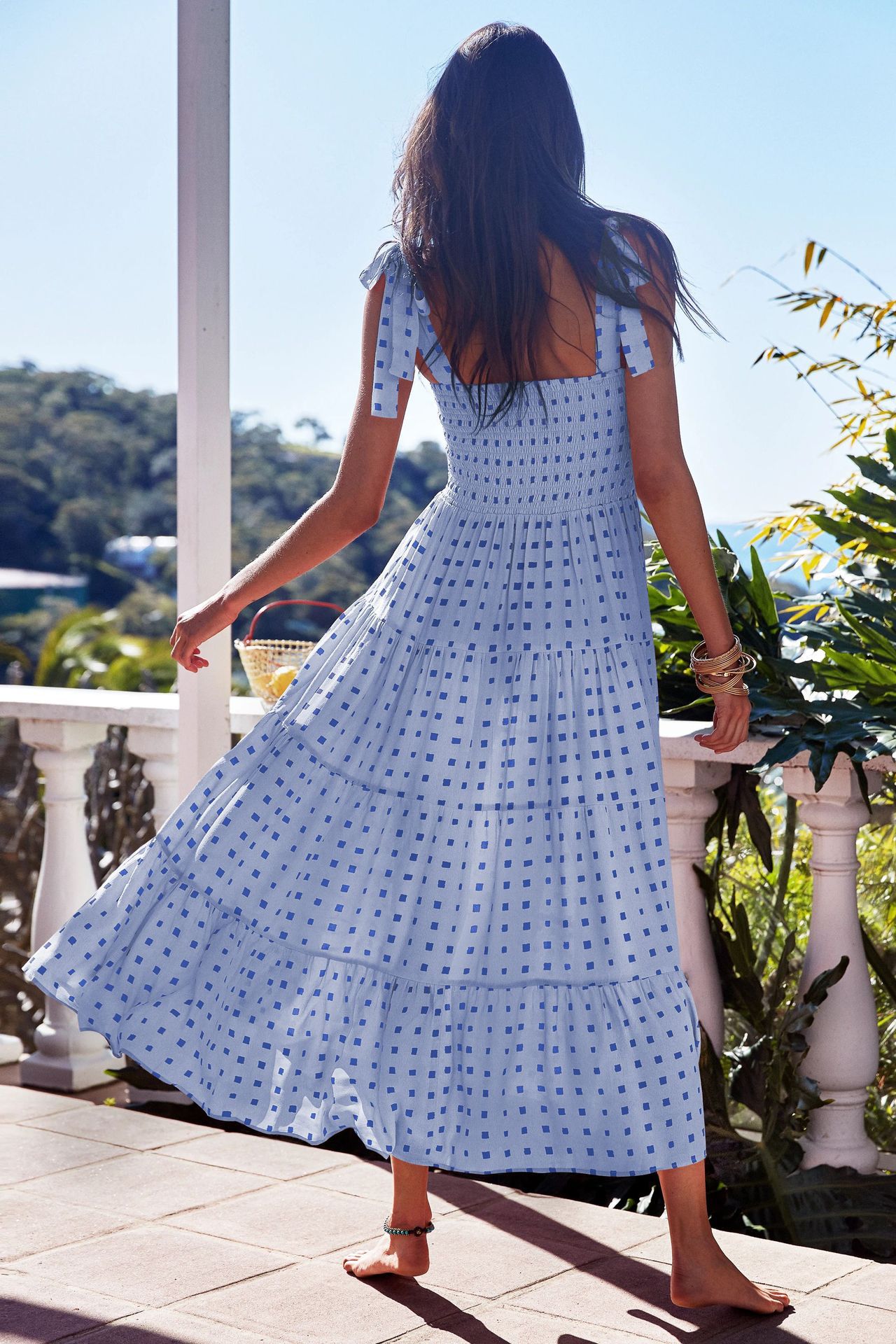 259g Weight Maxi Long Dress Dress Length Type Sleeveless Sleeve Length Regular Dress Dresses Type Regular Sleeve Sleeve Type Polyester Fabric Type High Waist Waist Line Daily Occasion Strap Neckline Regular Fit Fit Type Printing, Polka Dots Pattern Summer, Spring Season Women's Gender Elegant Style Wholesale Women's Elegant Printing Polka Dots Daily Strap Sleeveless Regular Dress 65