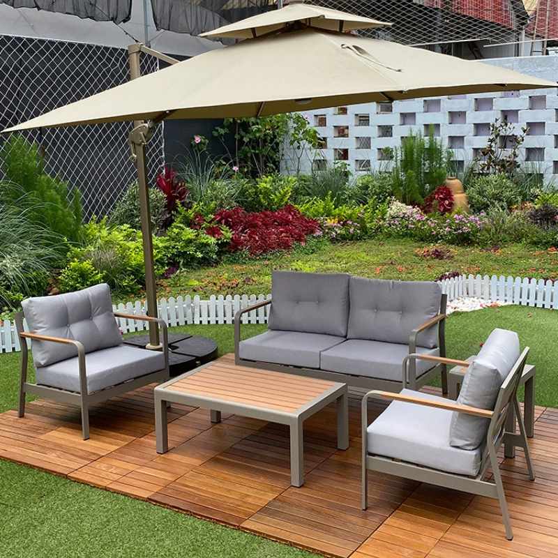 Открытый внутренний двор Сад Вилла Балкон Гостиница Открытый Водонепроницаемый Пластиковый Простой Современный двойной полностью алюминиевый диван