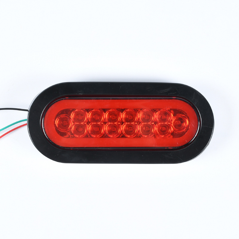 Cross-Border In-Stock Truck Tail Light 12V24V14Led Oval Light Guide Flowing Arrow Truck Tail Light Truck Side Light