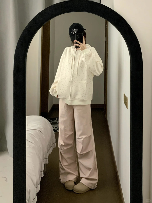 蝴蝶结碎花连帽卫衣外套女春秋2025新款韩系长袖拉链开衫上衣早秋|undefined