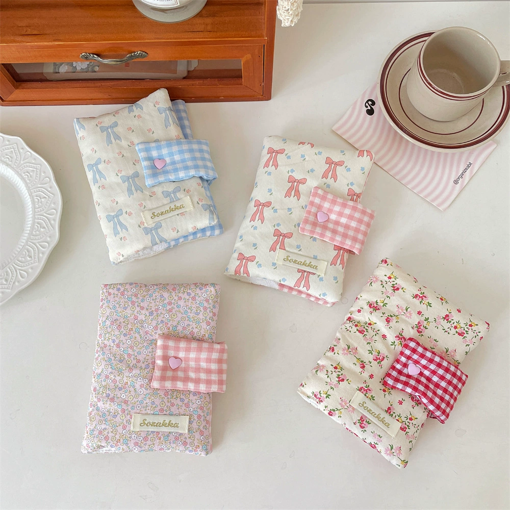 Handmade Book Cover, Cute Cloth with Bow, Protective Case for Elementary Students, Tear-Off Sheet