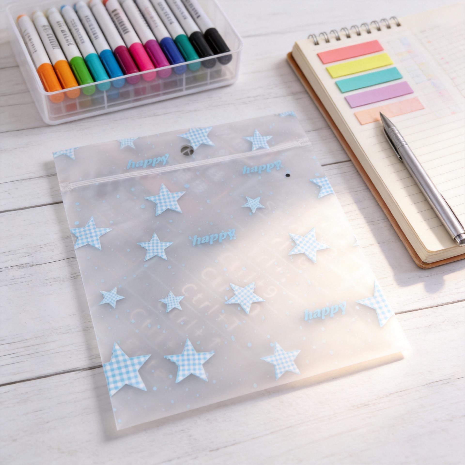 Little Bear and Little Rabbit Frosted Bags Self-Sealing Bags Cartoon Packaging Bags Card Packing Bags Journal Bags Eva Frosted Storage Bags