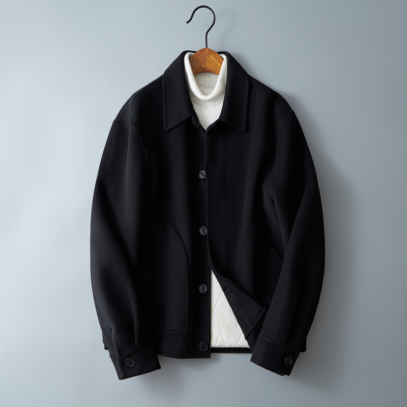 Casual Woolen Coat Men's Autumn and Winter Double-Sided Woolen Coat Short High-End Fashionable Jacket Korean Woolen Coat Casual Woolen Coat Men's Autumn and Winter Double-Sided Woolen Coat Short High-End Fashionable Jacket Korean Woolen Coat