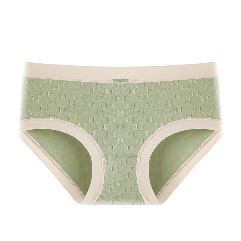 Verano de las mujeres de algodón fino transpirable antibacteriano entrepierna sin costuras media cintura simple Plaid triángulos cortos en stock