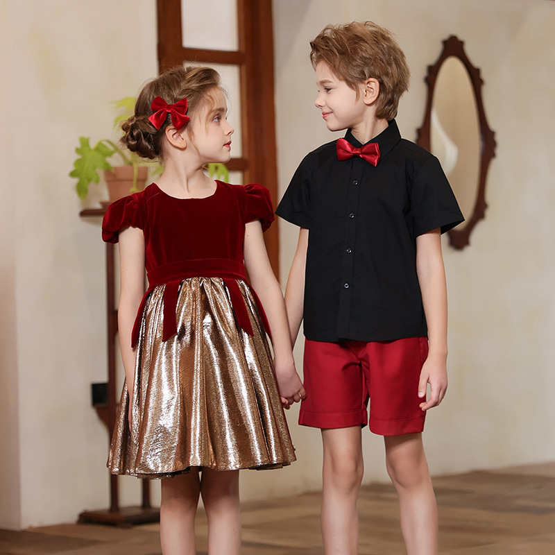 Traje de coro para niños Traje de actuación para el día del niño de jardín de infantes Vestido de anfitrión de escuela primaria y secundaria Concurso de recitación de poesía Traje de actuación