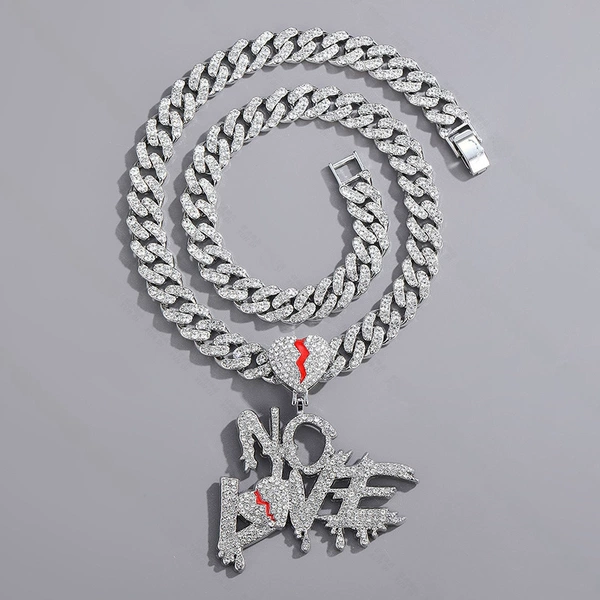 Silver letter pendant + 50cm Cuban chain