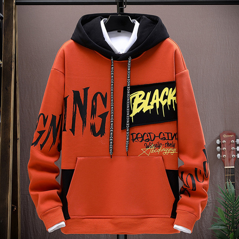 Autumn and winter youth sports suit men's 2023 Korean version junior and high school students velvet thickened hooded sweatshirt_voghion.com